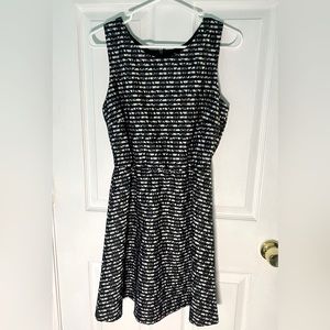 Black & White Striped Dress with Lace Overlay